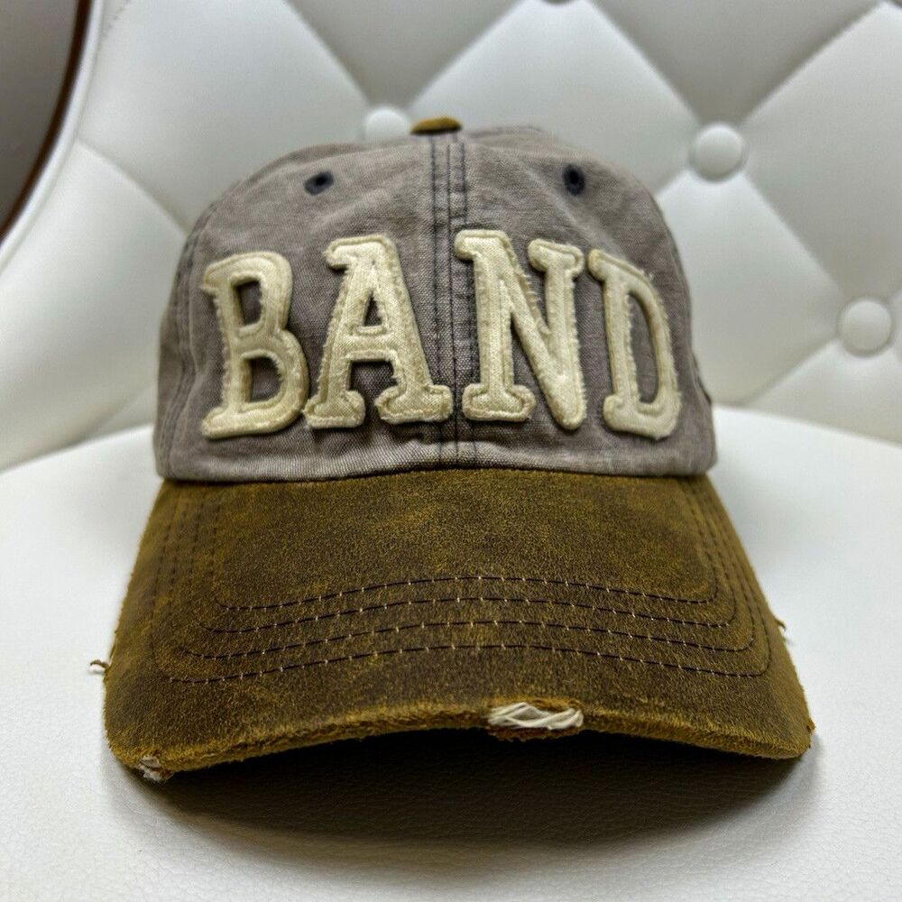 TNC Adjustable Men’s Baseball Cap BAND Patch, Gray Crown Brown Brim Solid